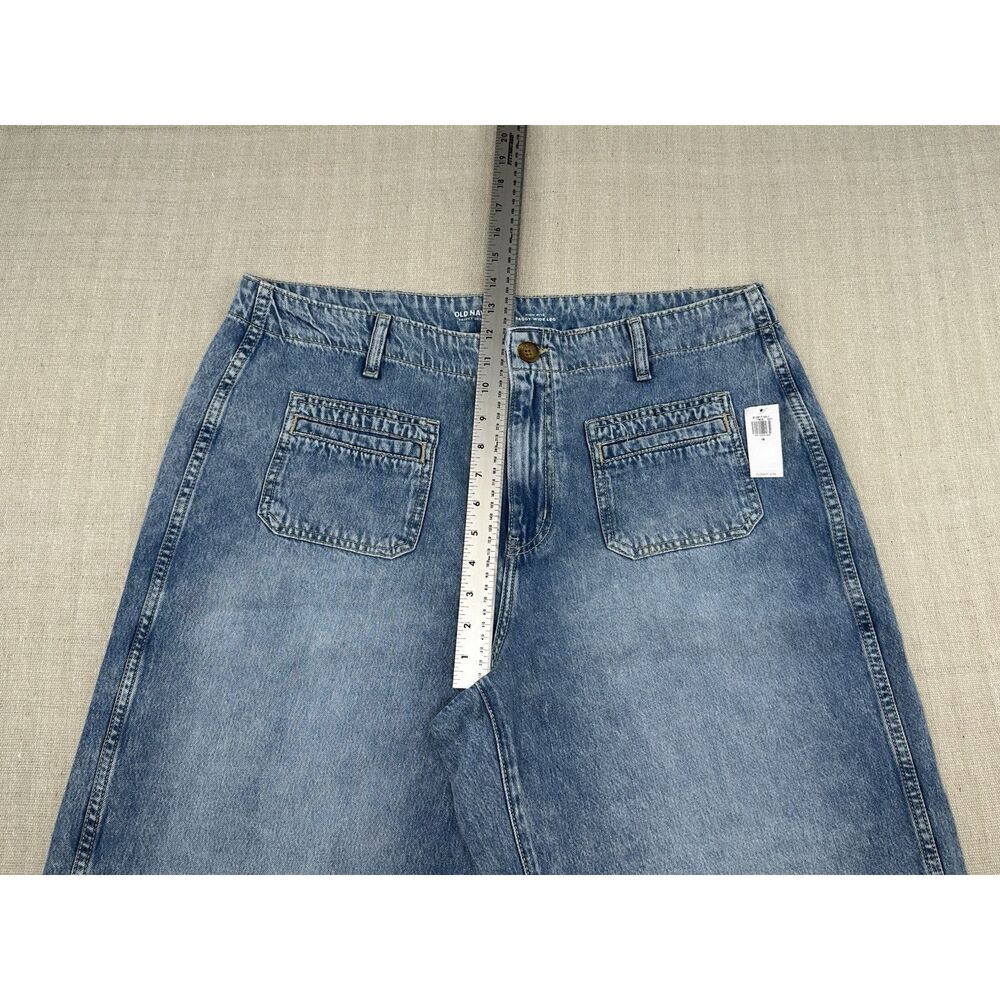 Old Navy High Rise Baggy Wide Leg Drapey Denim Jeans Womens Size 16  Medium Wash - Picture 7 of 12